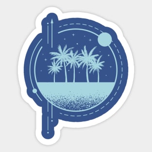 Minimalist Geometry and Vintage Palm Trees in Aqua Blue Sticker